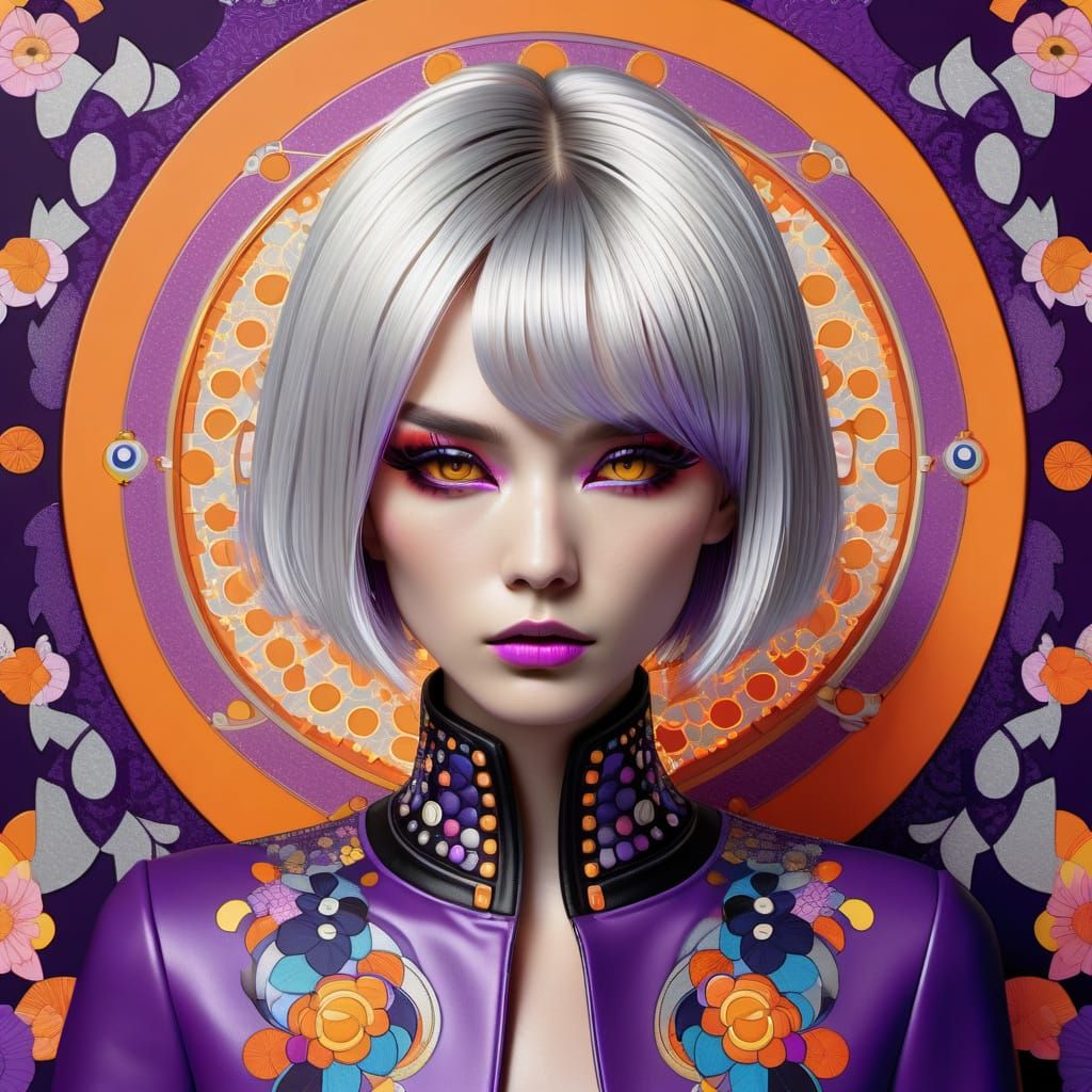 Glowing Androgynous Portraiture in Vibrant Pixelcut Art