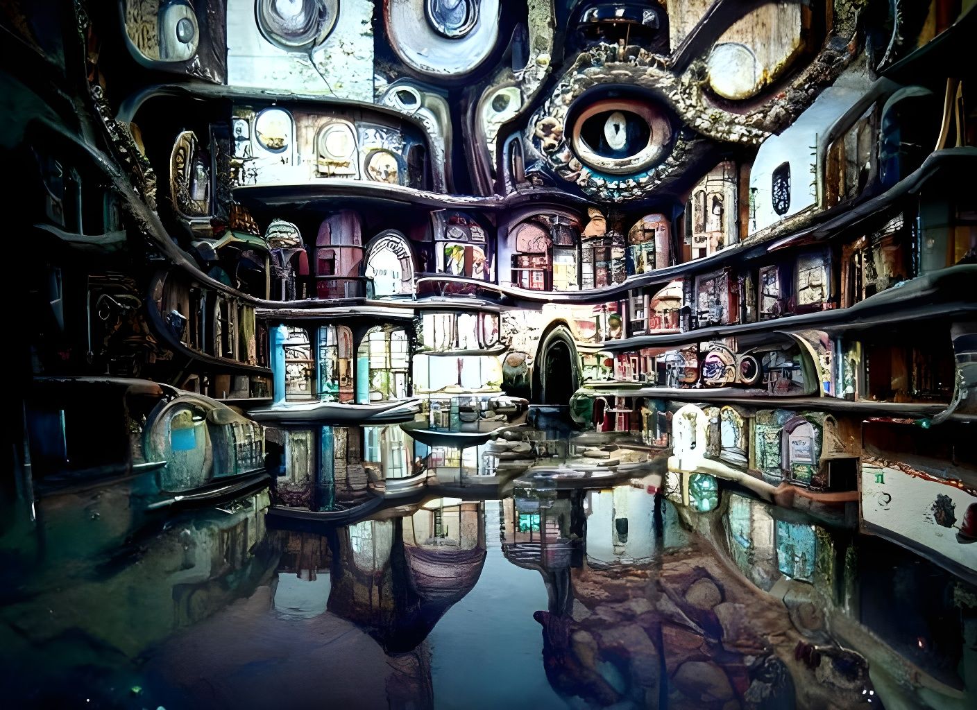 Esoteric Citadel in Silent Ocean, Cel-Shaded 3D Art