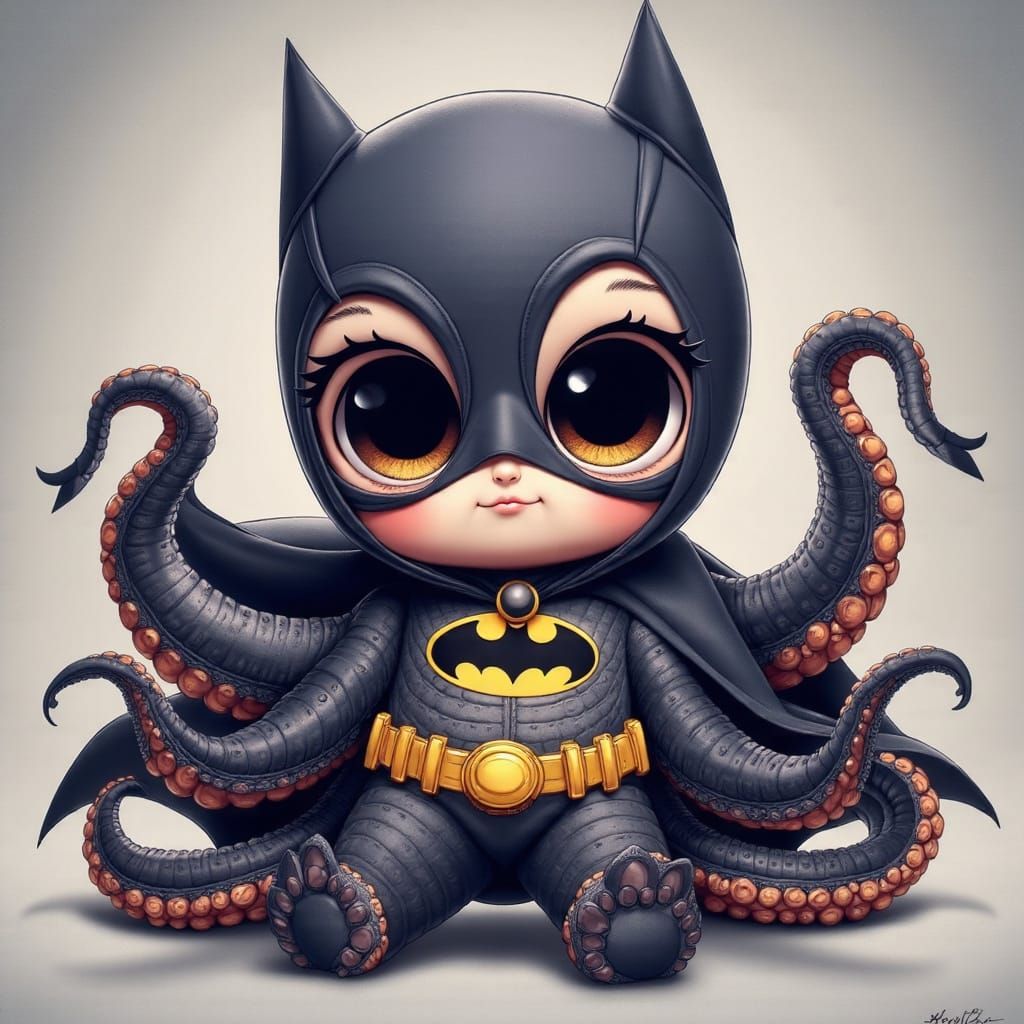 Chibi Octopus as Batwoman in Hans Arnold Style