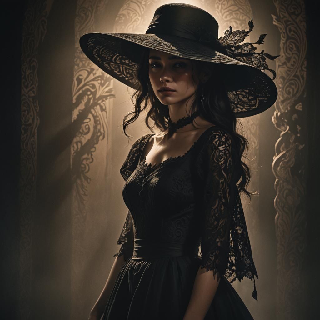 Dark Fantasy Woman in Shadow: Cinematic Concept Art