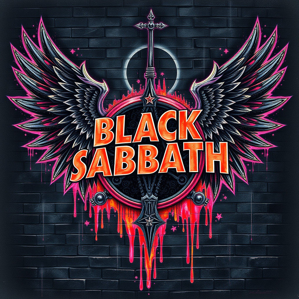 Black Sabbath Logo in Colored Pencil Giger Style