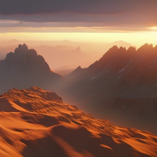 Sunrise over the mountains Unreal Engine 8k resolution conce...