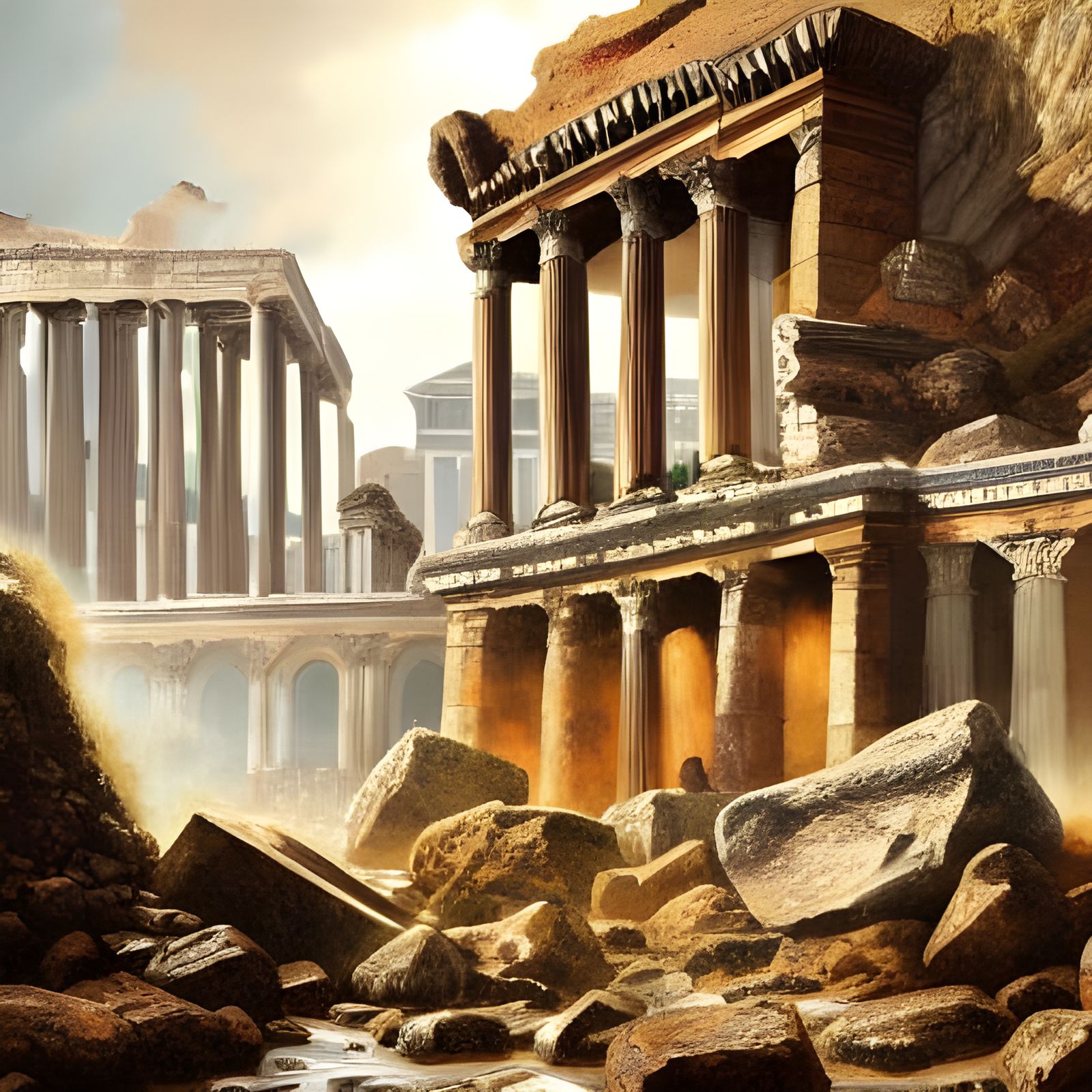 Mud Avalanche Devastates Ancient Rome: Matte Painting