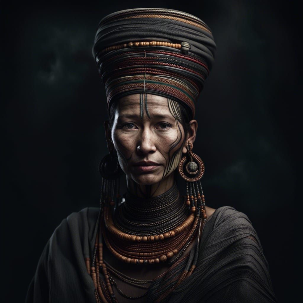 Kayan Woman Portrait in Rembrandt Style