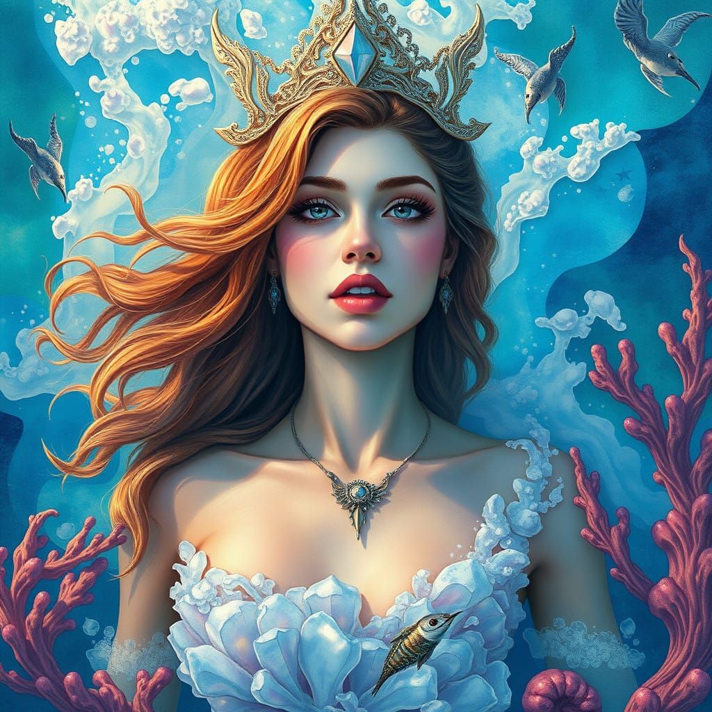 Mystical Sea Goddess Emerges from Azure Depths