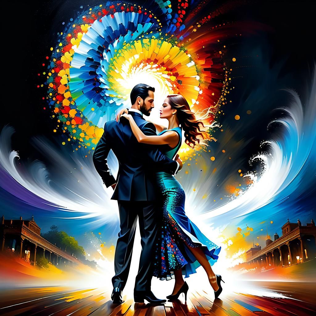 Argentine Tango Dancers in Hyperrealistic Digital Painting
