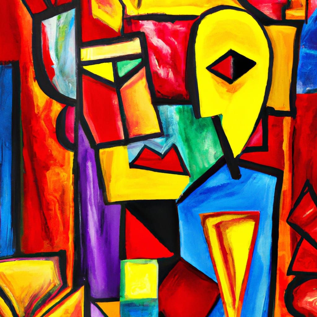 Abstract Cubist Artwork: Exploring Human Emotion and Form