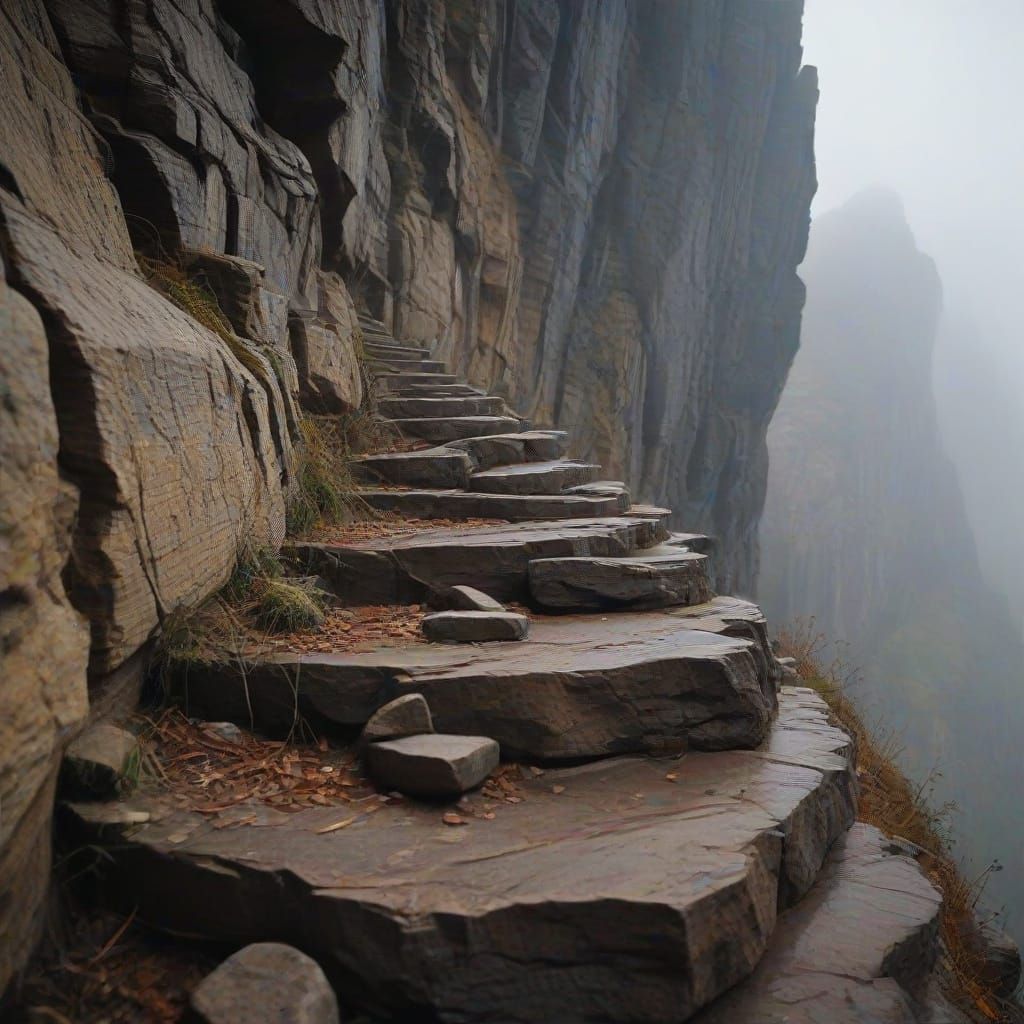 Majestic Rock Cliff Pathway in Cinematic Style
