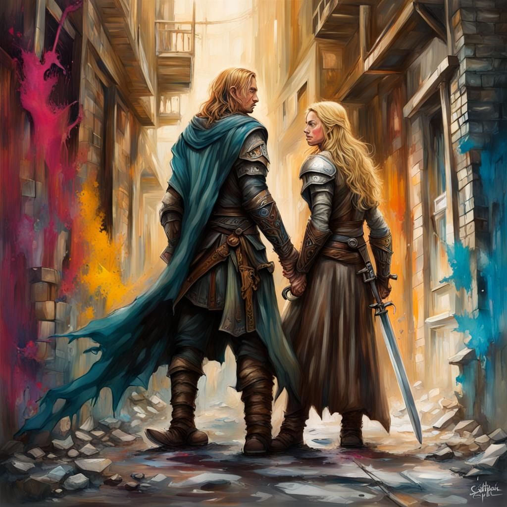 Eowyn and Faramir in Graffiti Street Art