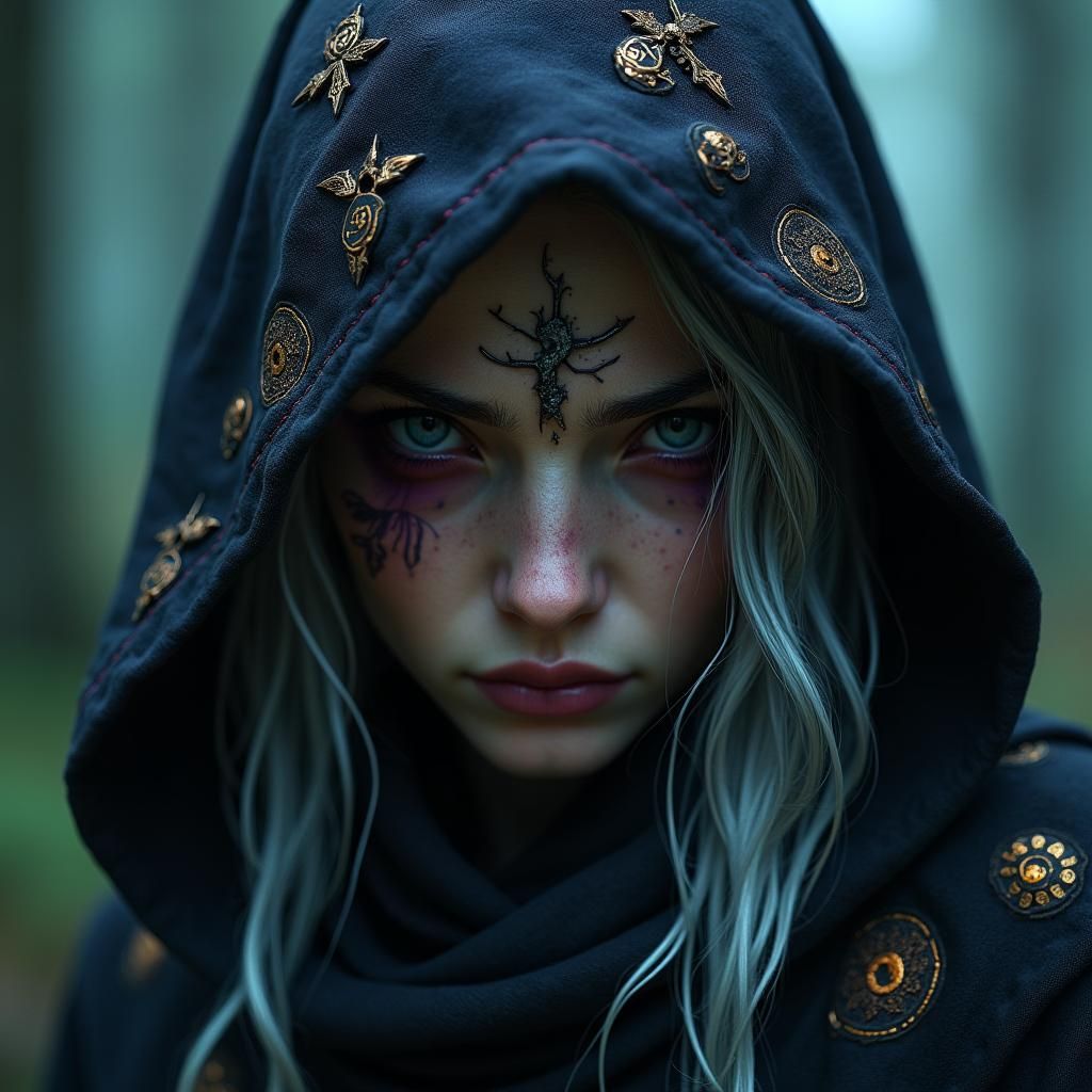 Mysterious Dark Elf Ninja Monk Portrait in 8K