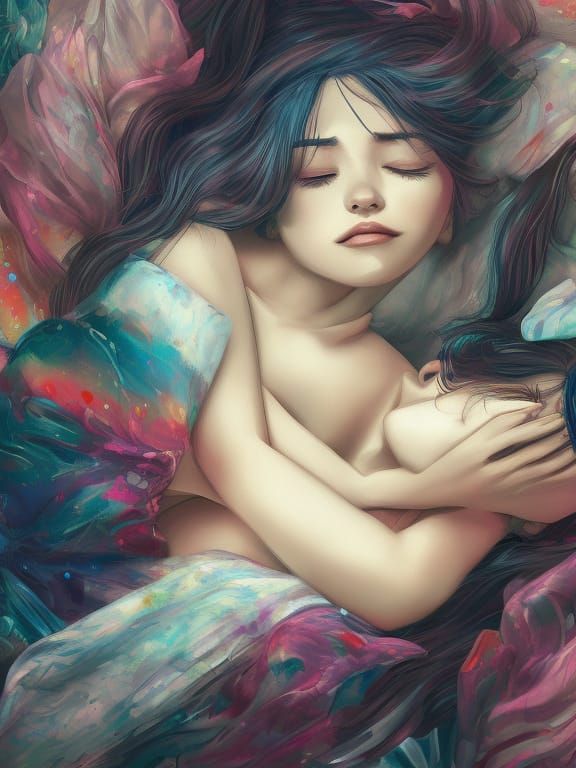 Serene Nap: Ethereal Digital Art Expressionism