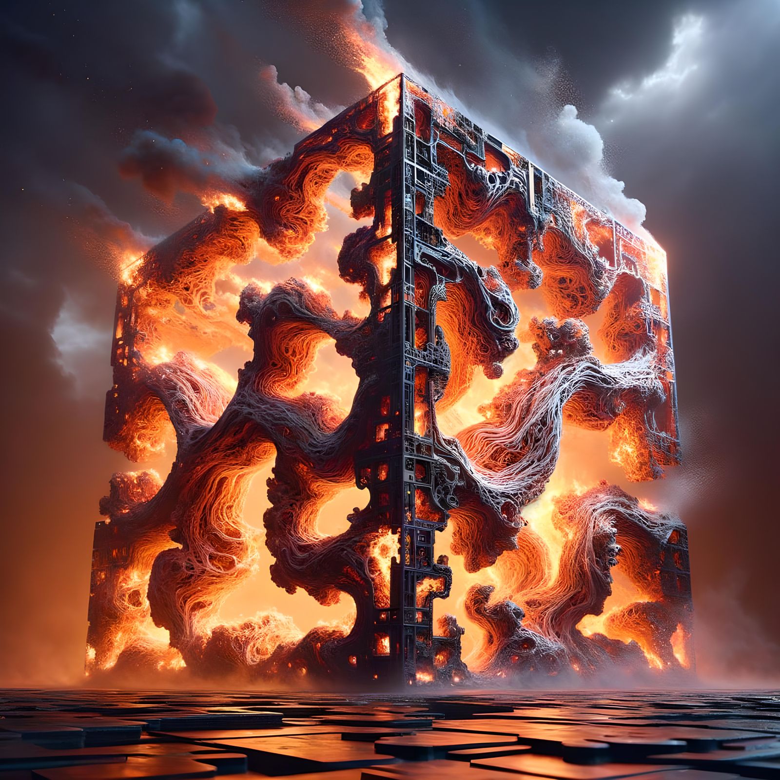 Burning Lichtenberg Figure: 3D Sci-Fi Sculpture