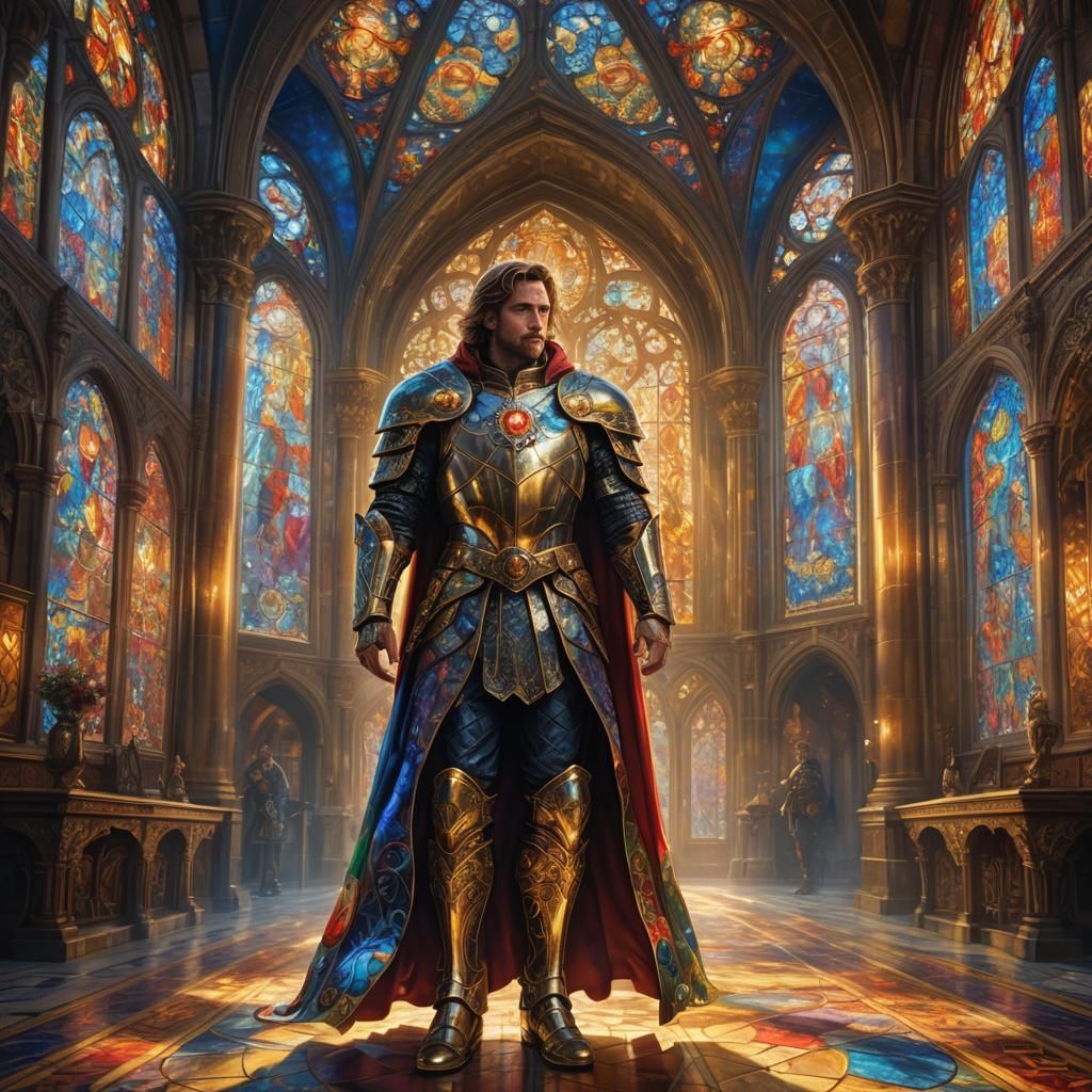 Regal Figure in Grand Hall: Digital Matte Painting