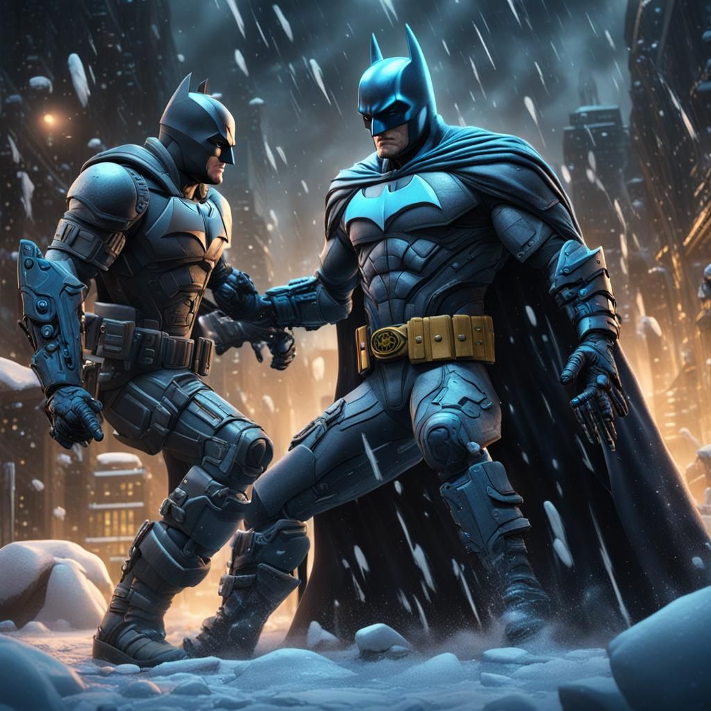 Batman fighting Mr freeze