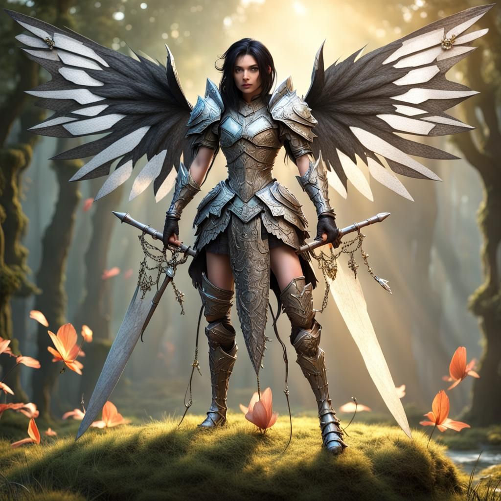 Magical Fairy Knight with Armored Fey Warriors in 3D