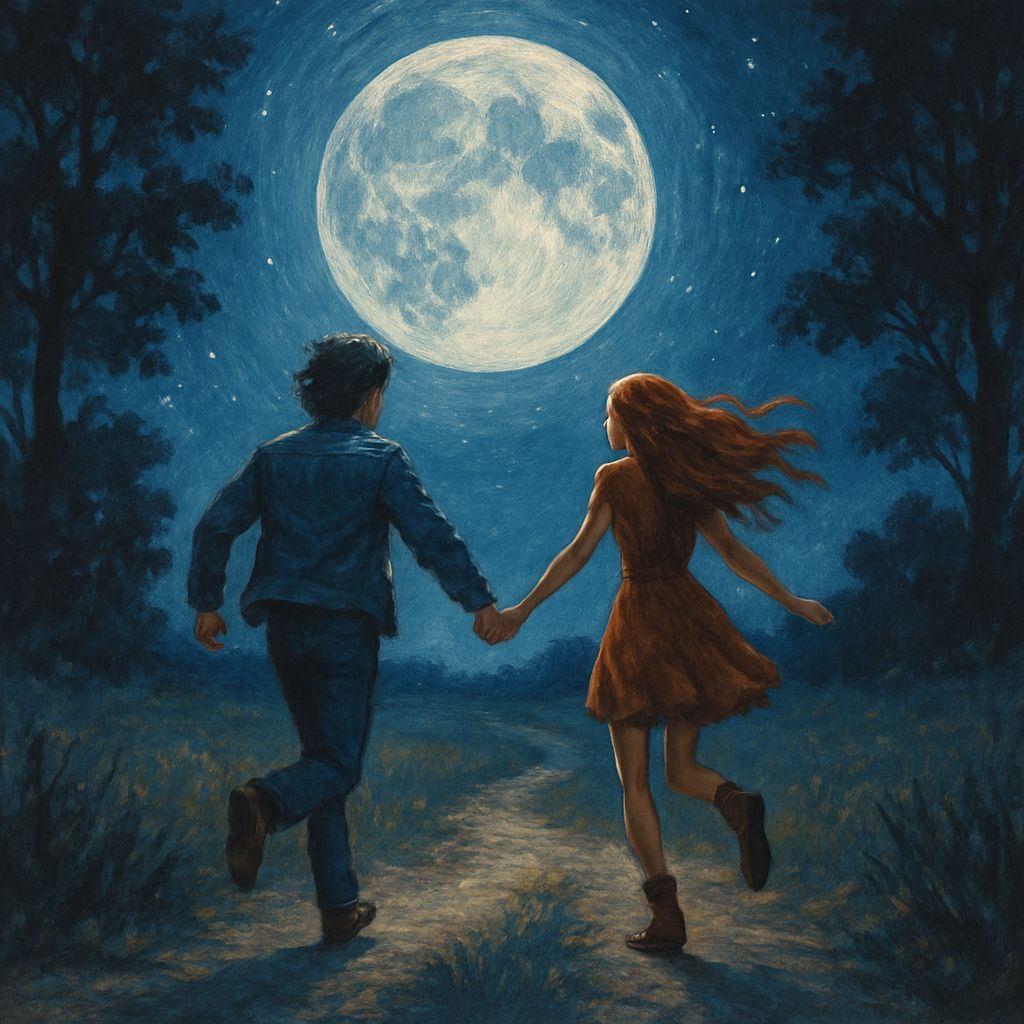 Moonlit Silhouette: A Romantic Encounter