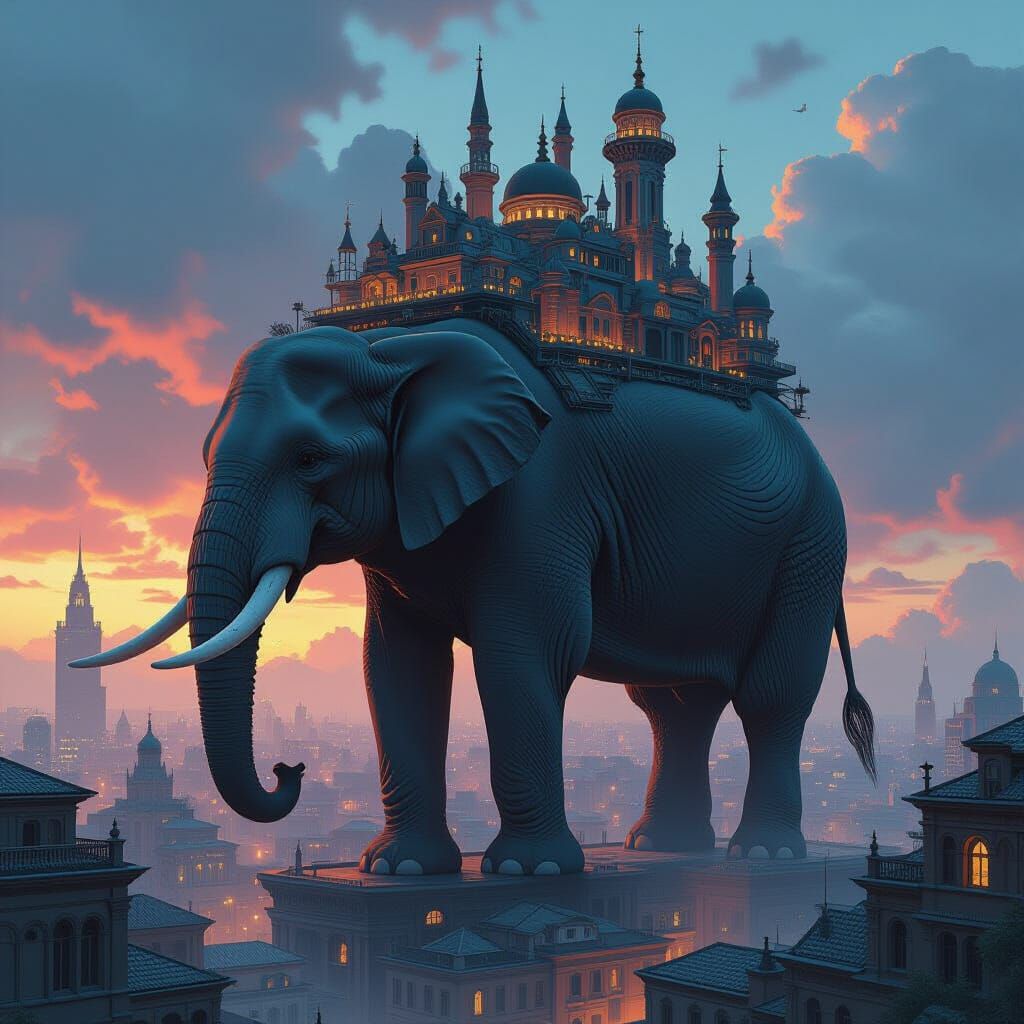 Elephant Cityscape in Photorealistic Style