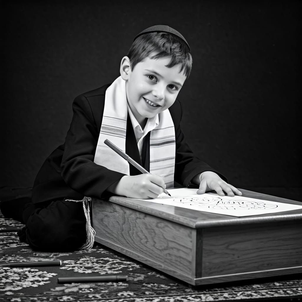 Hasidic Boy Coloring with Markers