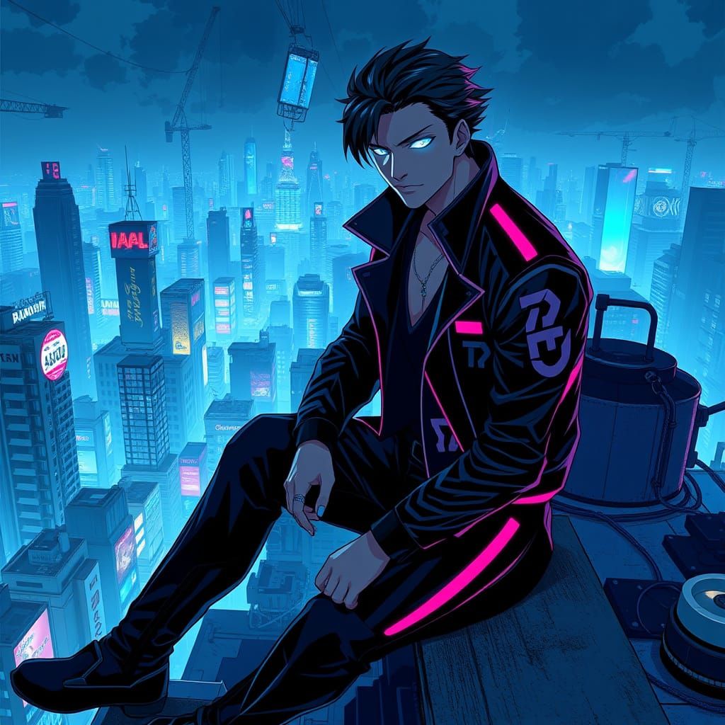 Cyberpunk Hero Dominates Gritty Cityscape