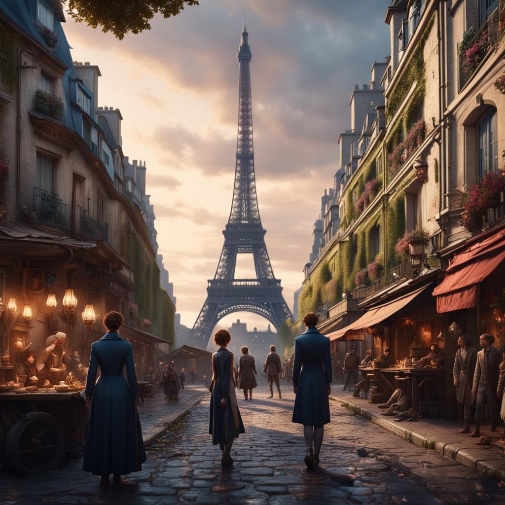 Parisian People in Detailed Fantasy Art