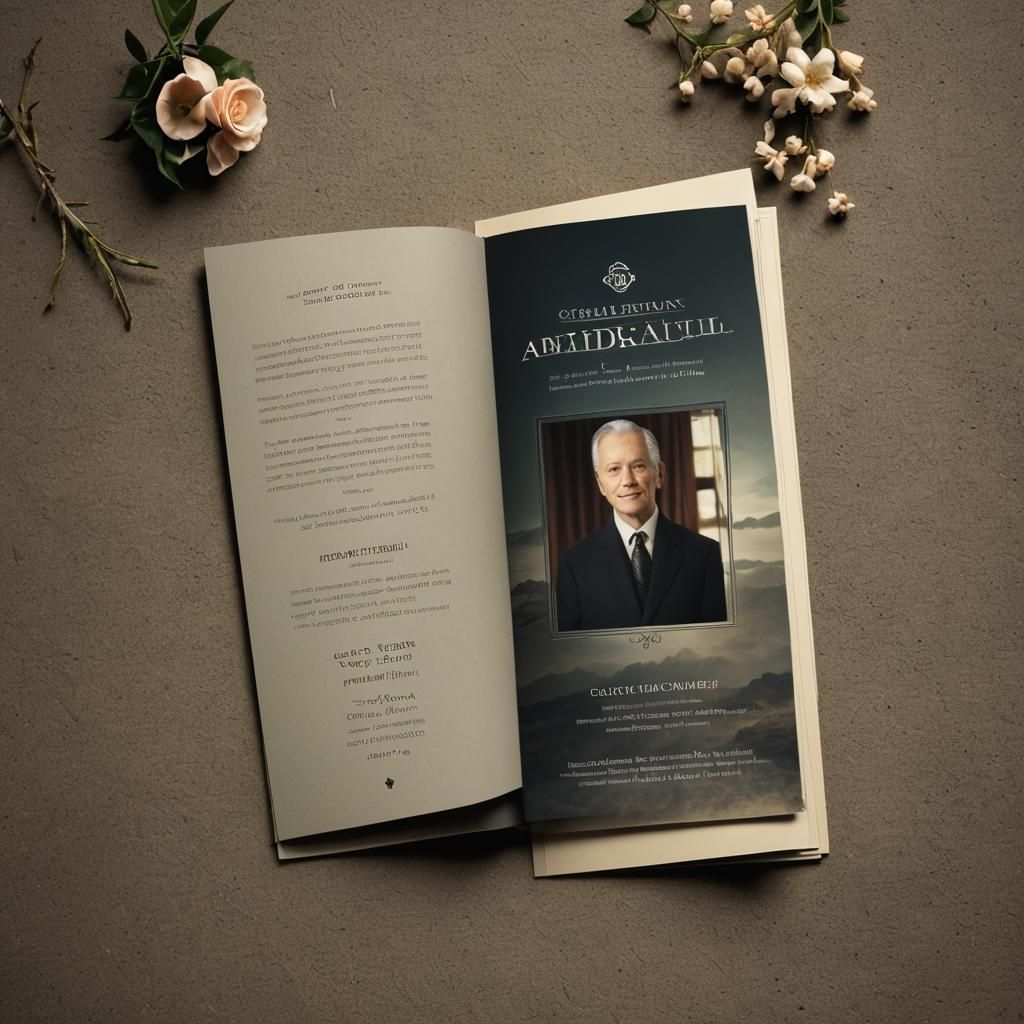 Bifold Funeral Program Brochure in Cinematic Style