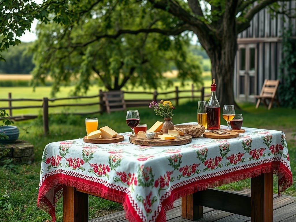 Victorian Cheese Platter in Hospitable Outdoor Scene
