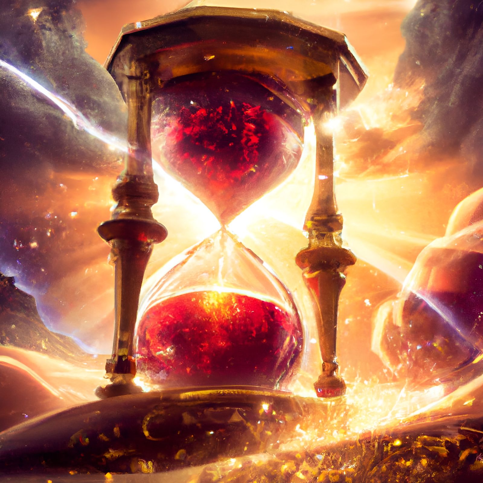 Crystalline Hourglass in Art Nouveau Style