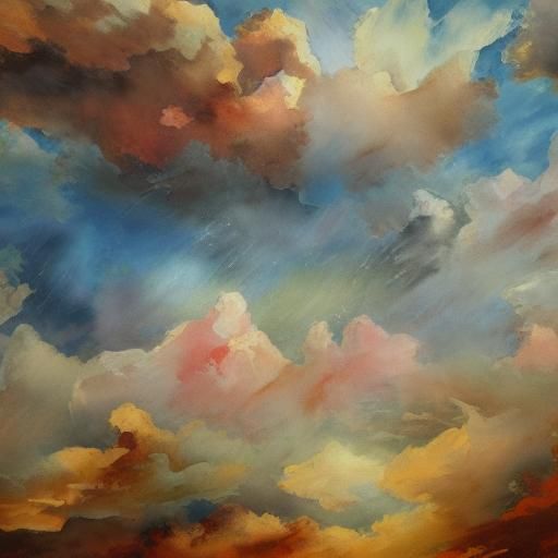 Broken Clouds in Gouache Watercolor Style