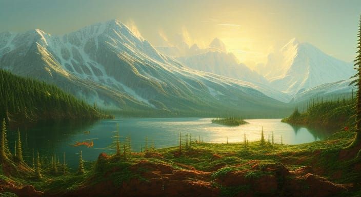 Hyperdetailed Alaskan Landscape Painting