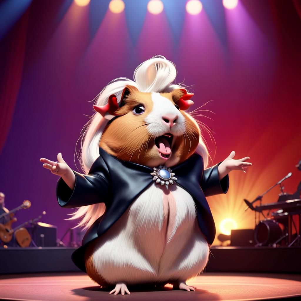 Guinea Pig as Lady Gaga: 3D Digital Art