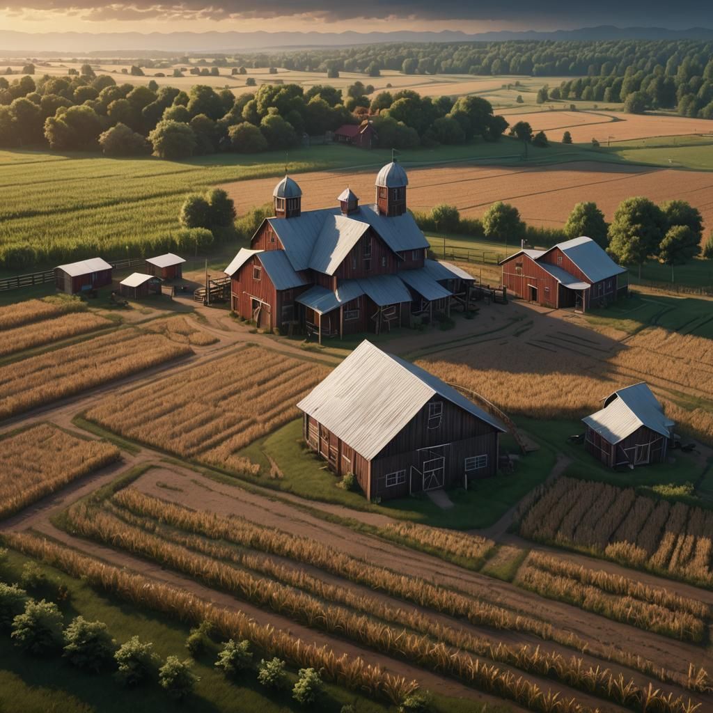 Country Baseball Field at Dusk, Matte Painting