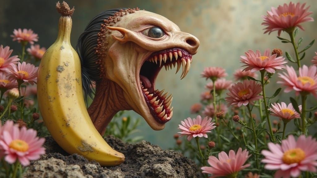 Grotesque Demon Visage in Surreal Biomechanical Style