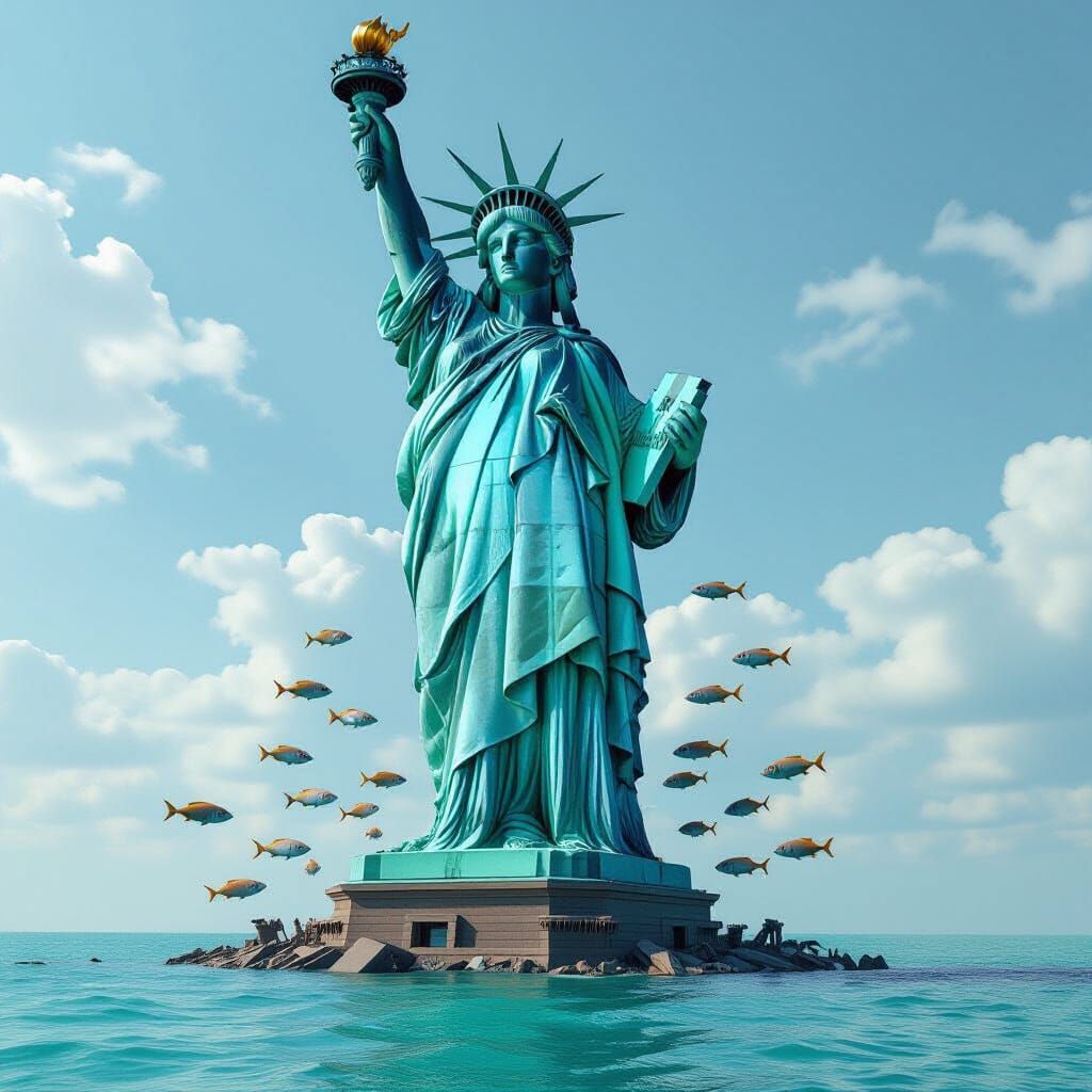 Statue of Liberty Made of Robot Parts
