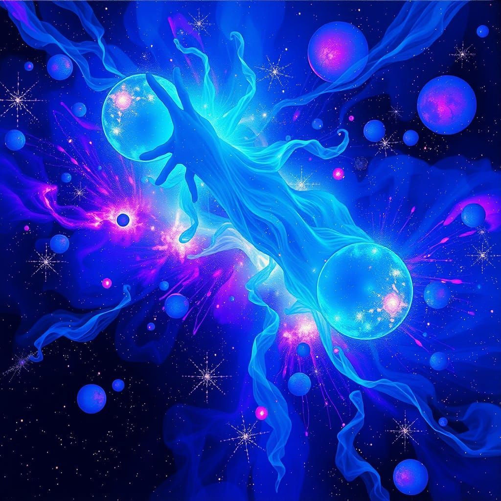 Cosmic Energy Embodied in Vibrant Blue and Violet Hues