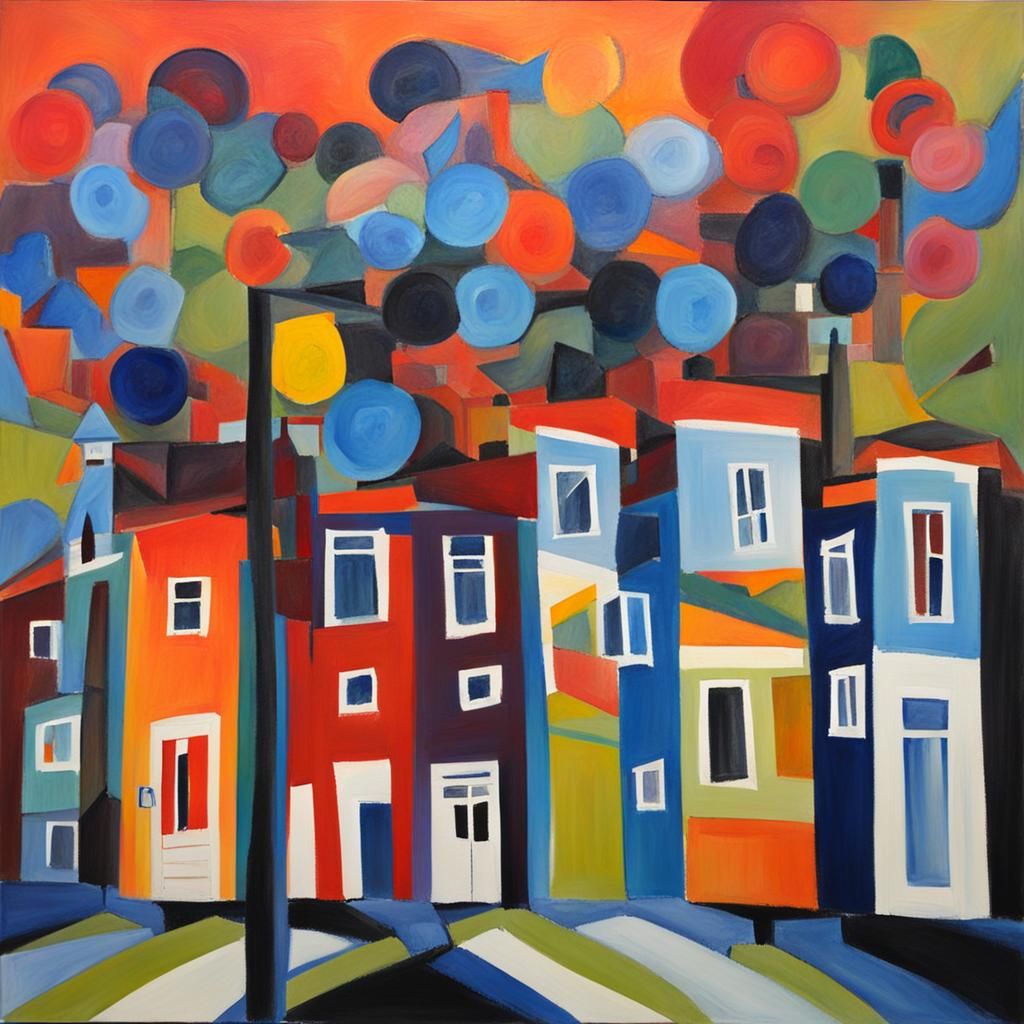 Abstract Geometric Painting in Bold Colors