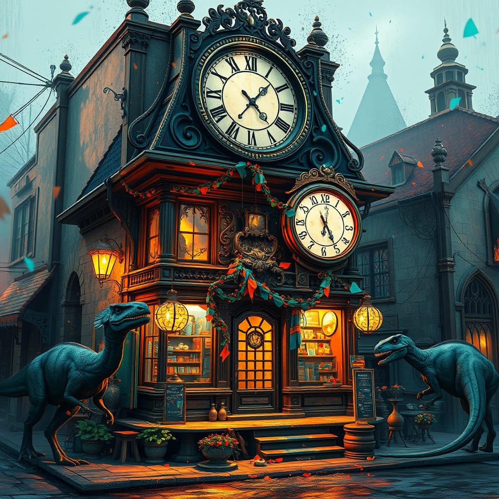 Ancient Egypt Time Travel Storefront in Vibrant Neon