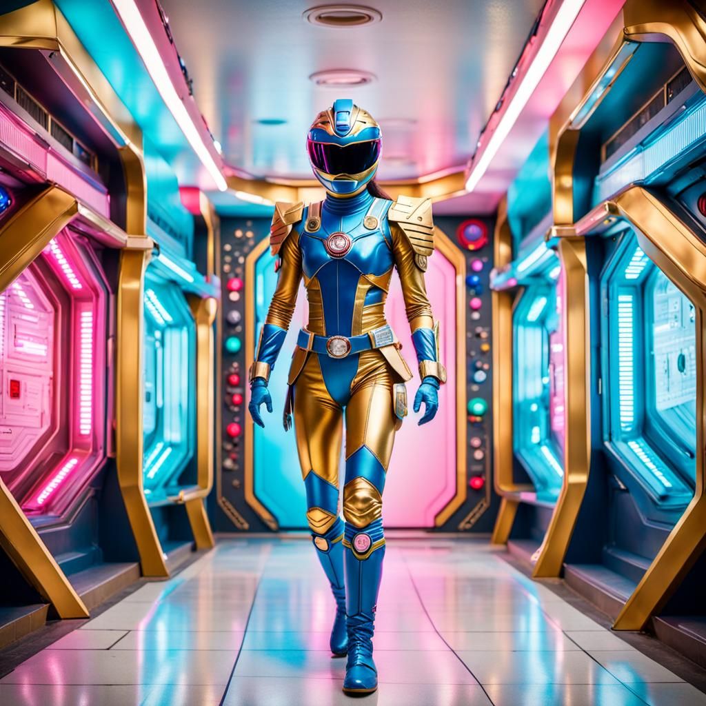 Tough Power Ranger in Retrofuturistic Space Station