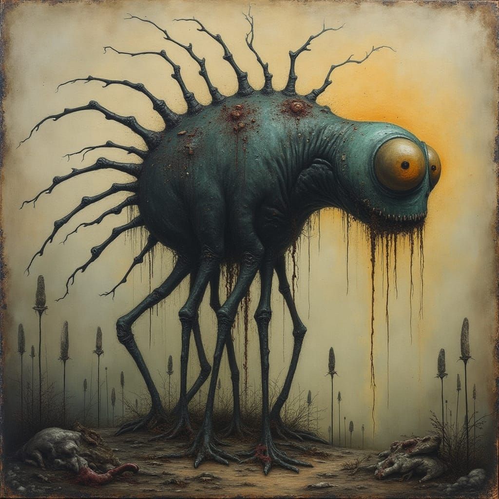 Eldritch Horror in Abstract Dystopian Landscape