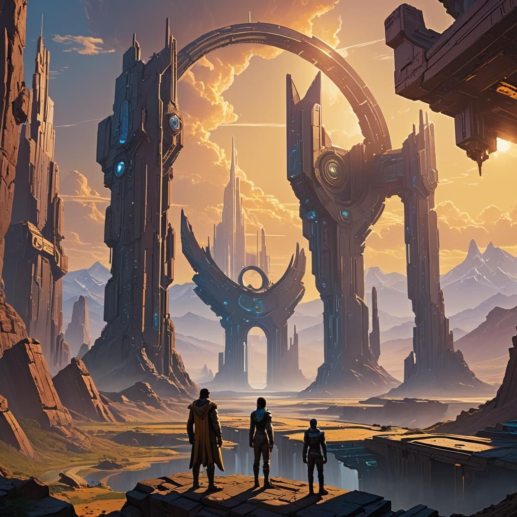 Mystical Stargate Cityscape in Sci-Fi Style