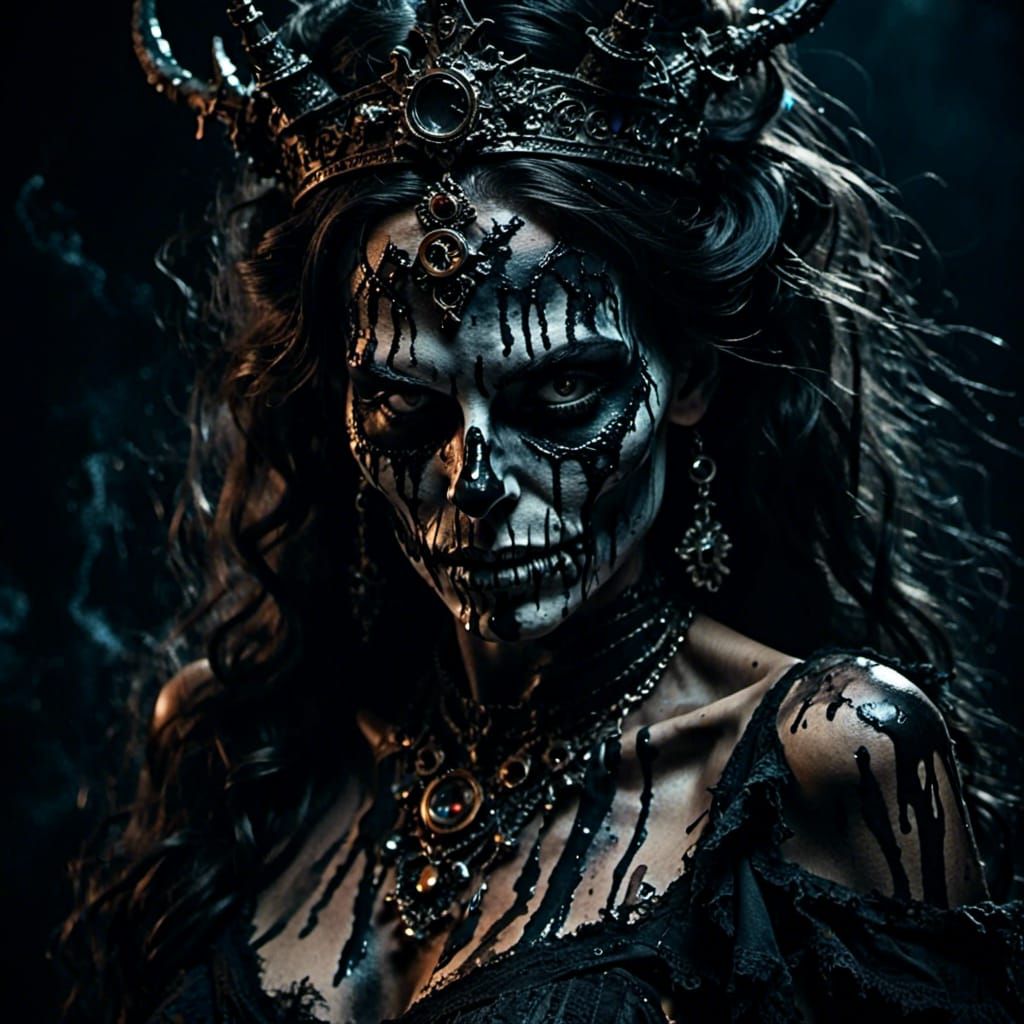 Dark Decaying Zombie Figure in Smokey Elegance