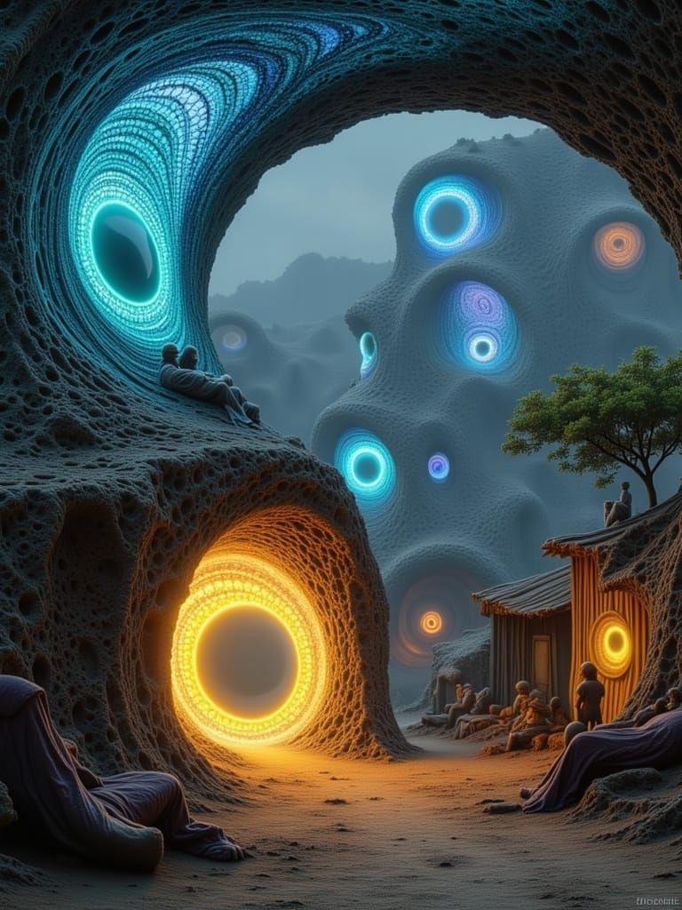 Cyberpunk Slum with Hopeful Portal