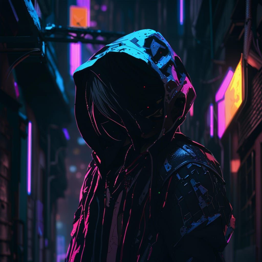 Cinematic Anime Figure in Neon Alleyway