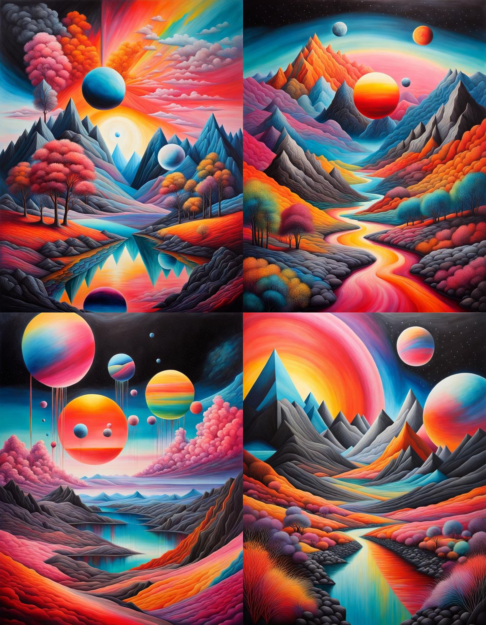 Surreal Dreamscape with Geometric Abstraction