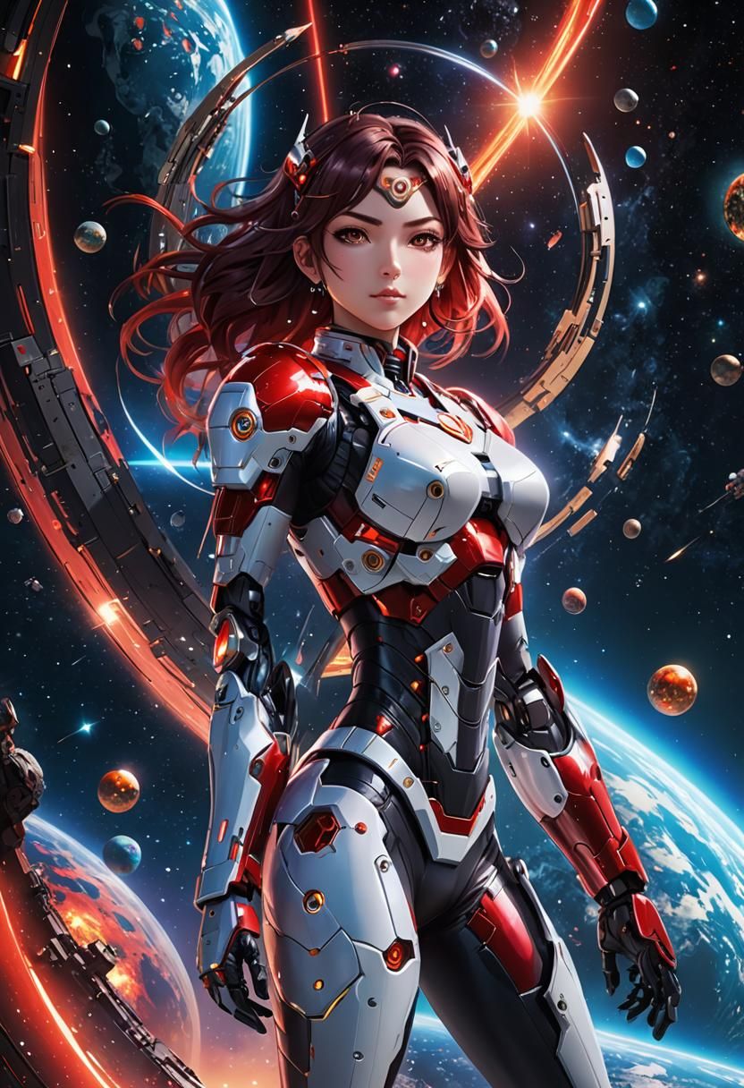 Cyborg Nintendo Switch Girl in Space, Anime Style