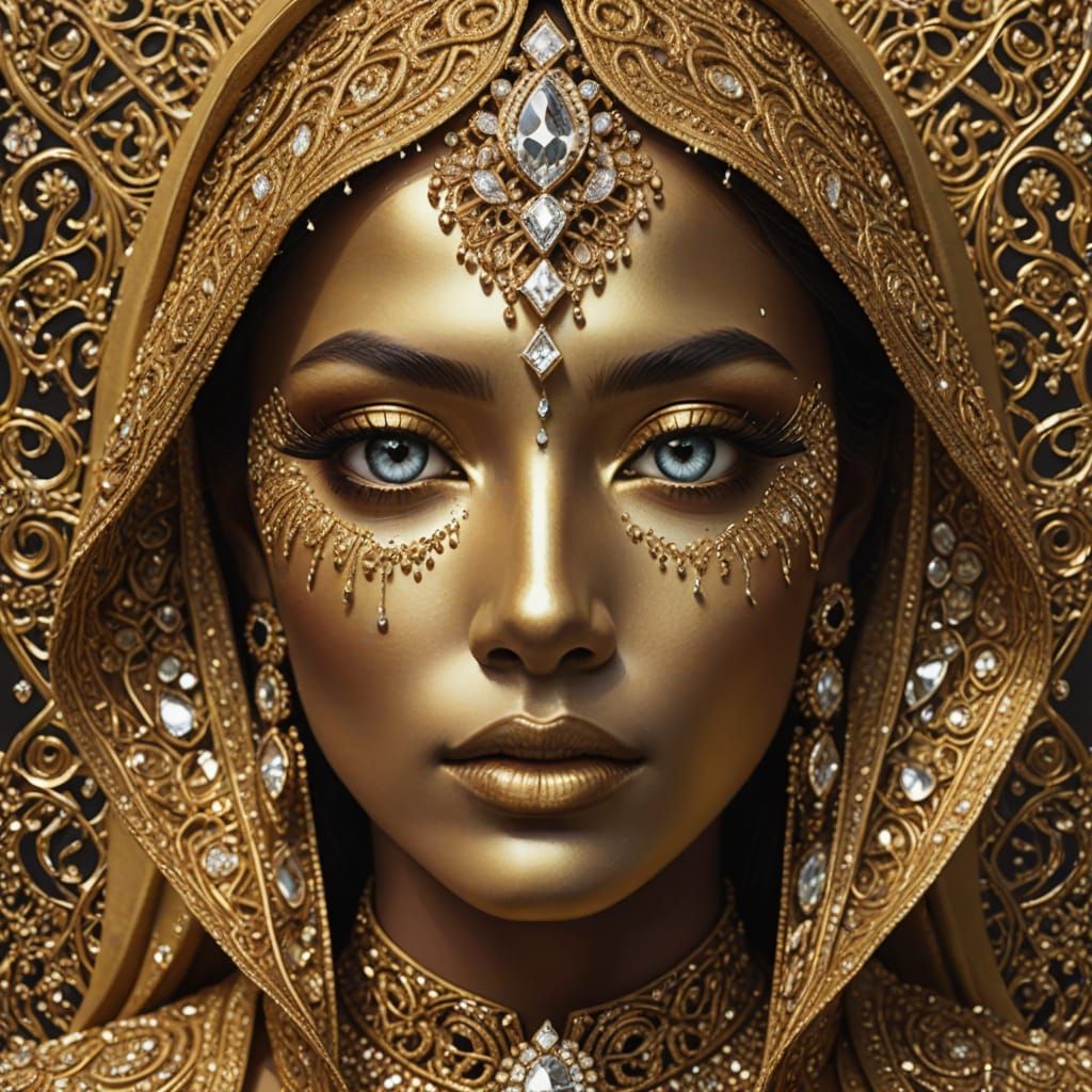 Golden Face with Diamond Eyes