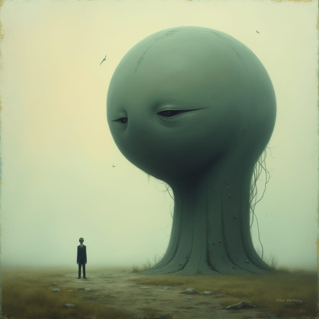 Elongated Forms in a Muted, Dreamlike Style