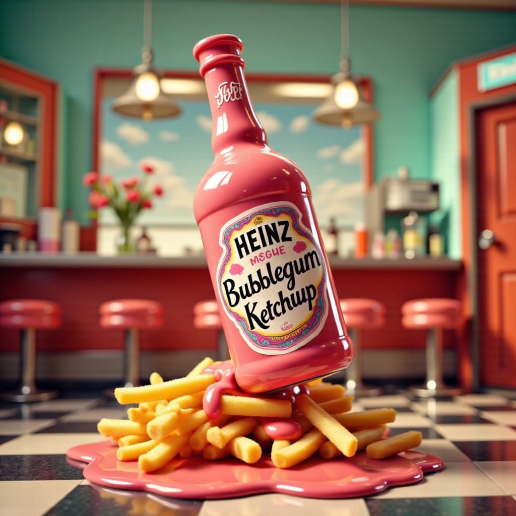 Heinz Bubblegum Ketchup in Retro-Style Art