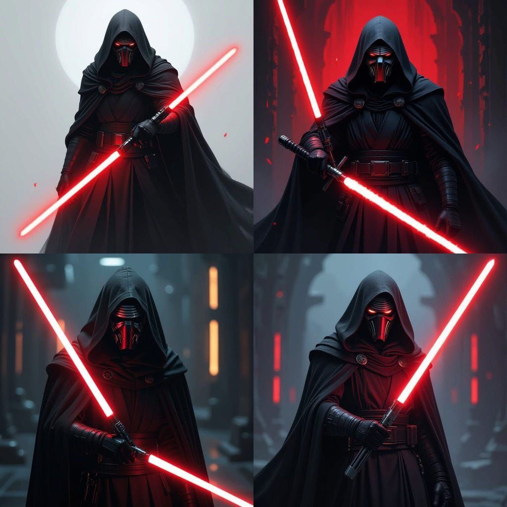 Sith Lord with Red Lightsaber and Face Mask