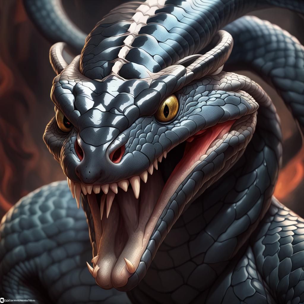 Demonic Black Mamba Portrait in Artgerm Style