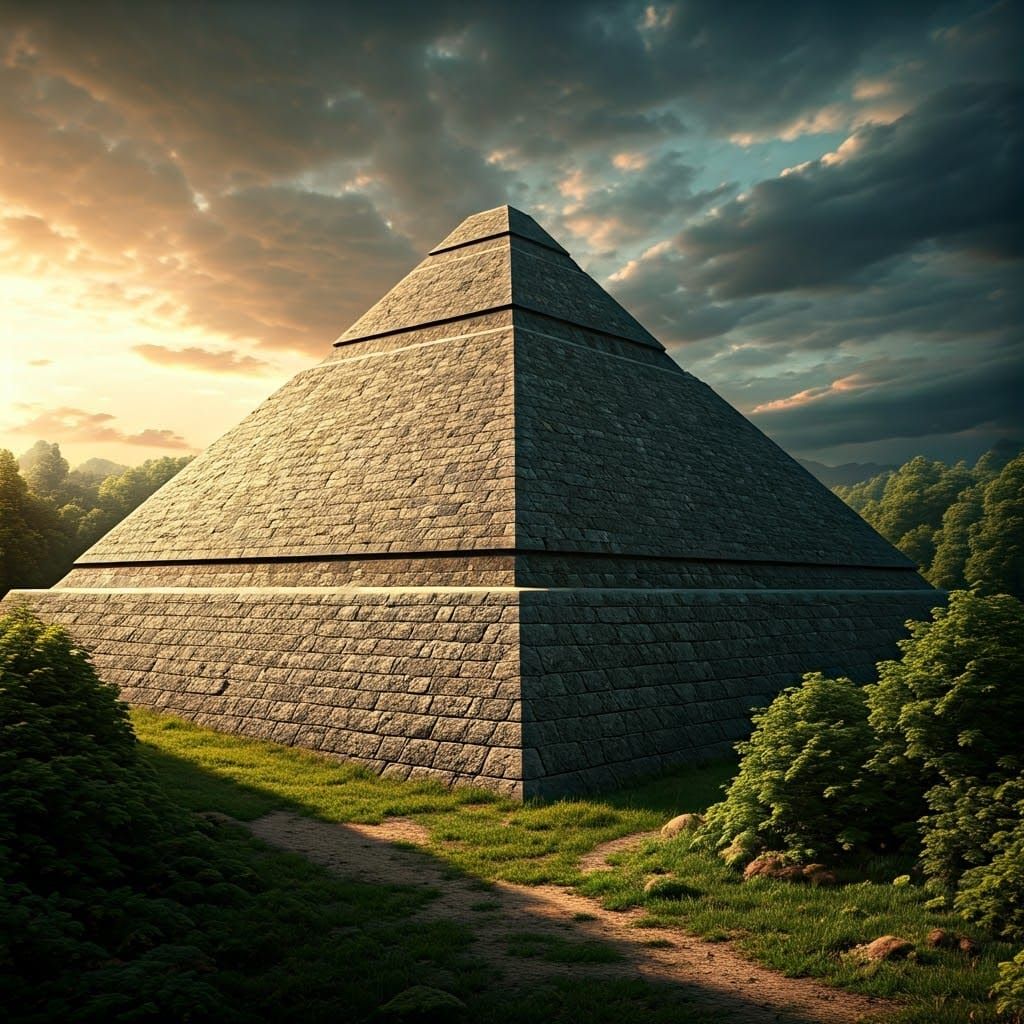 Surreal Bosnian Pyramid of the Sun in Golden Sunset Light